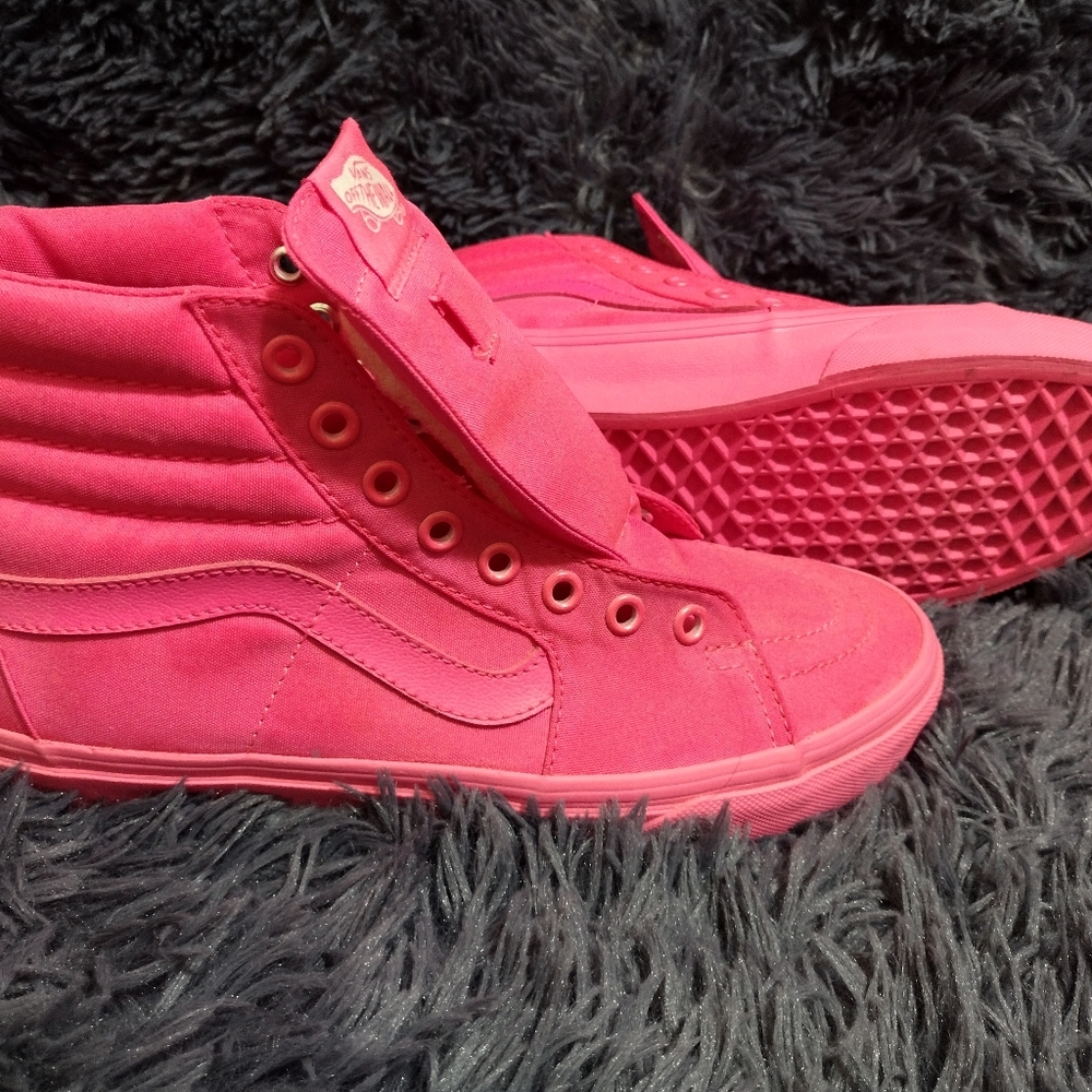 Neon pink high top Vans